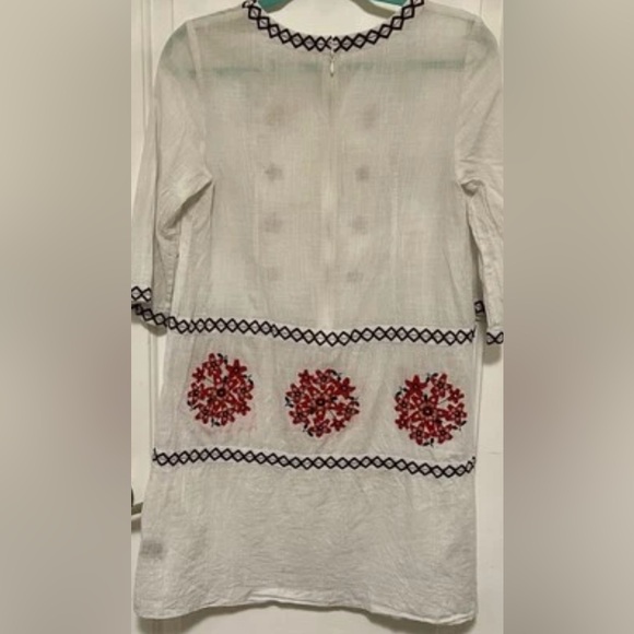 Suno White Embroidered Tunic Dress Boho Cottagecore Floral Appliqué Size 6 - Picture 3 of 14